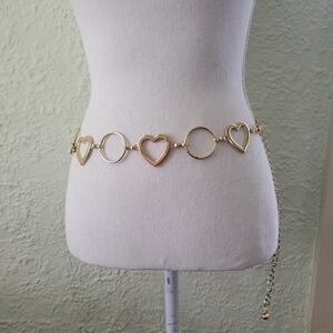 Y2K Gold Tone Heart Waist Chain Belt Wonan Fashion Boho 42"